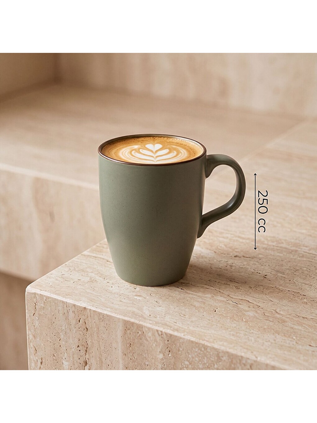 Ekru Barista 2li Yeşil Mat Porselen Kupa Seti-4