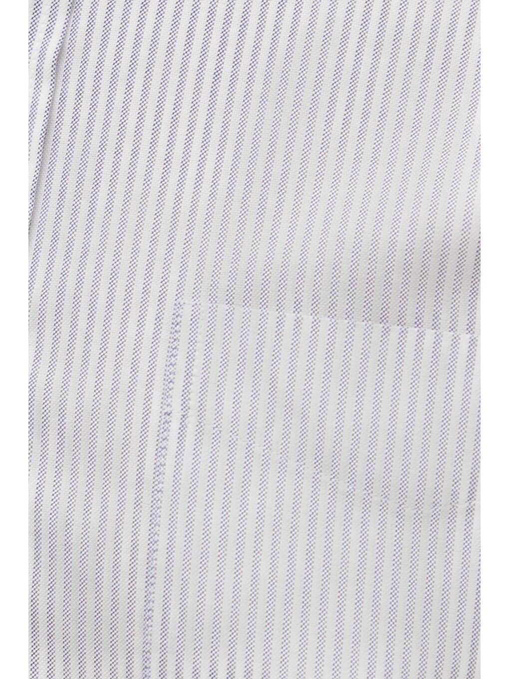 Karışık Erkek Regular Fit Klasik Kesim %100 Pamuk Lacivert Çizgili Gömlek-5