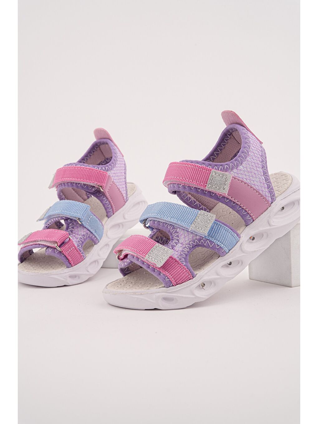 Lila TATU Kız Çocuk Cırtlı Işıklı Sandalet-3