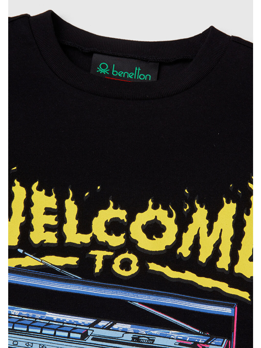 Erkek Çocuk Siyah %100 Pamuk Stranger Things Ön Baskılı Kısa Kollu T-Shirt-2