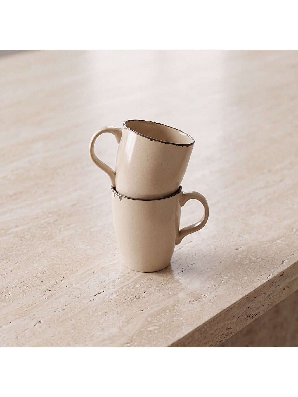 Ekru Barista Bej Mat Porselen Kupa Bardak Seti 2li-3