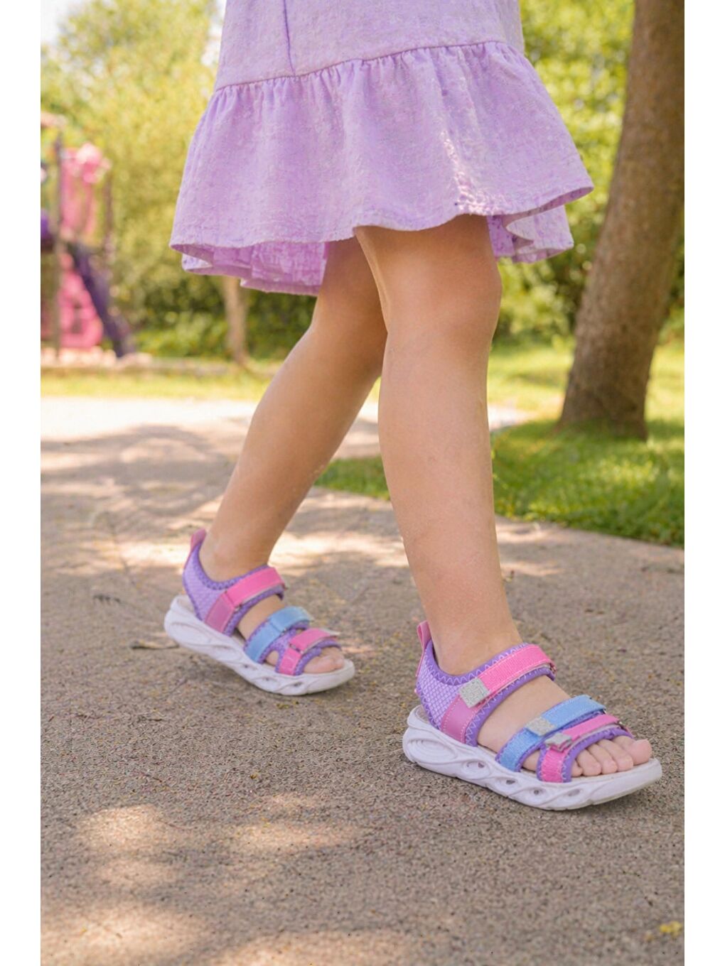 Lila TATU Kız Çocuk Cırtlı Işıklı Sandalet-5