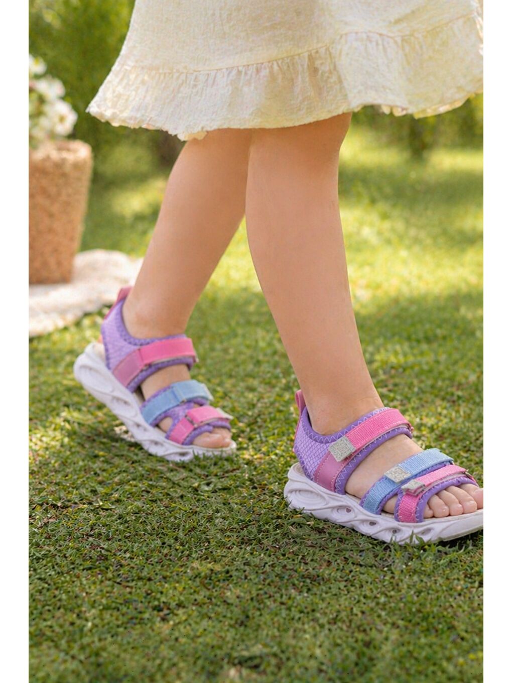 Lila TATU Kız Çocuk Cırtlı Işıklı Sandalet-6