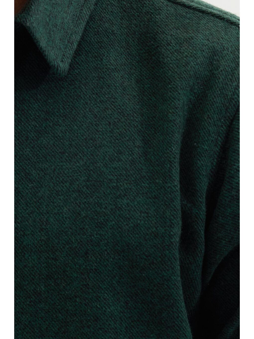 Erkek Slim Fit Dar Kesim Uzun Kollu Düz Kışlık Oduncu Yeşil Gömlek-5