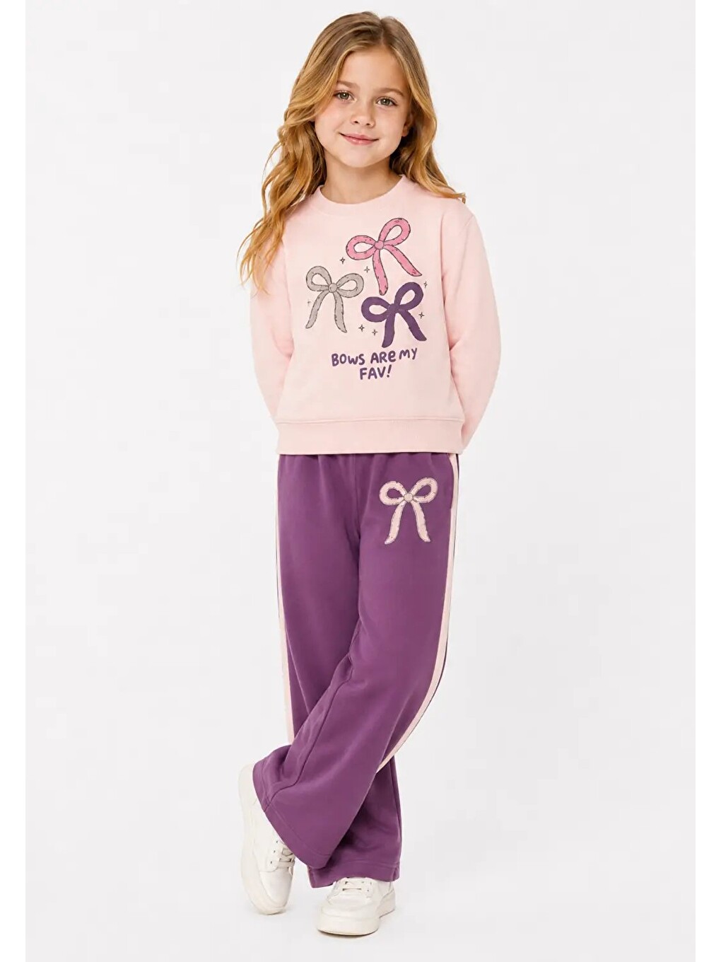 Pembe Bows Are My Fav Baskılı Kız Çocuk Takım 32152-1