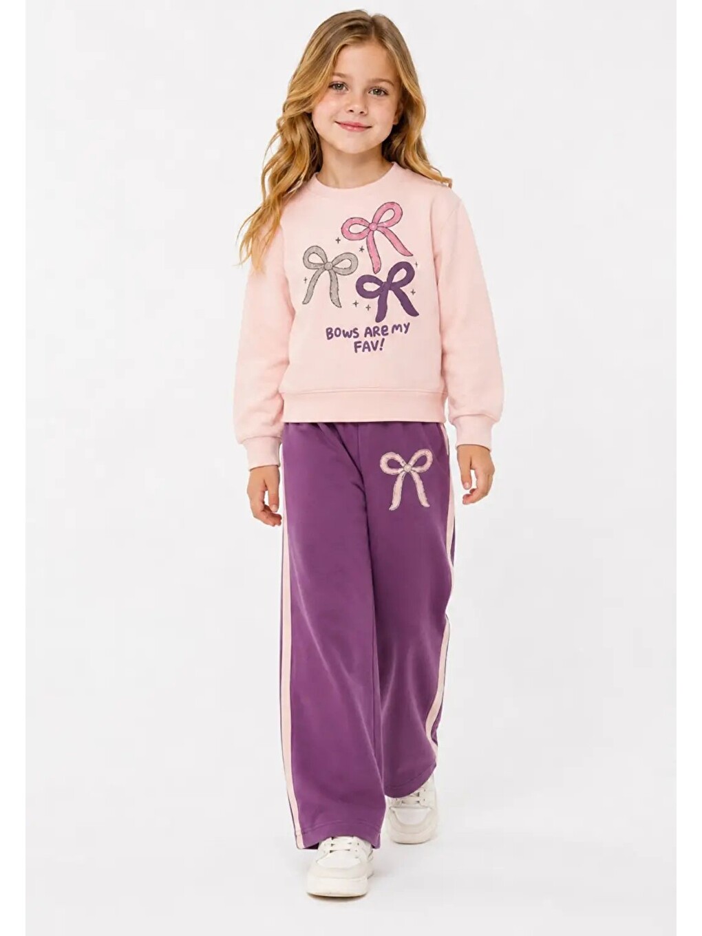 Pembe Bows Are My Fav Baskılı Kız Çocuk Takım 32152-3