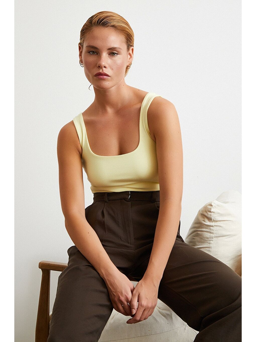 Askılı Basic Top Sarı