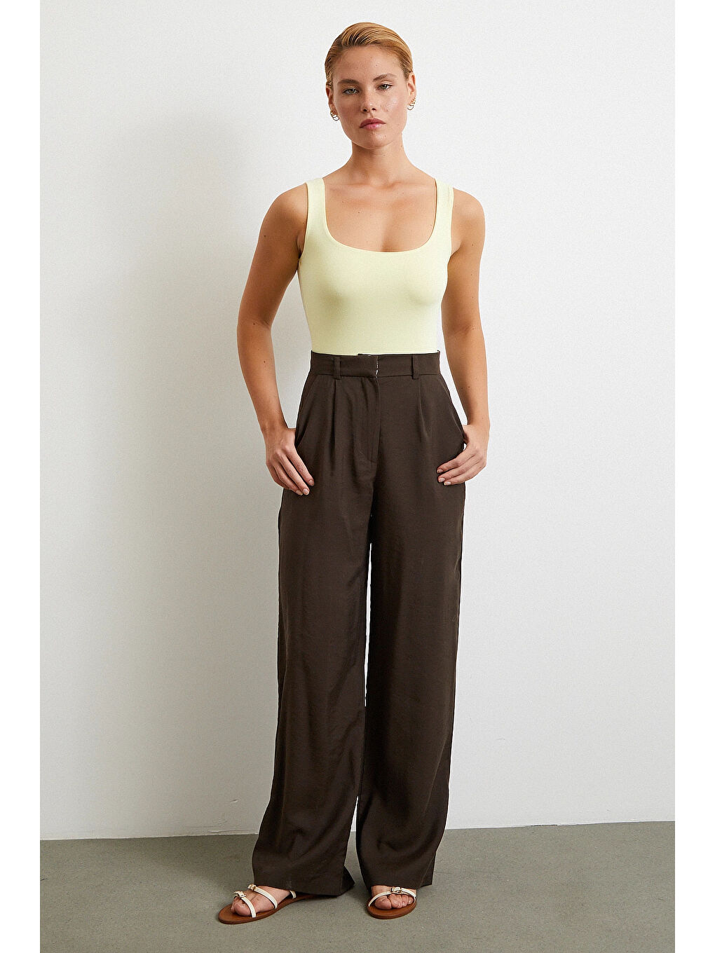 Askılı Basic Top Sarı-1