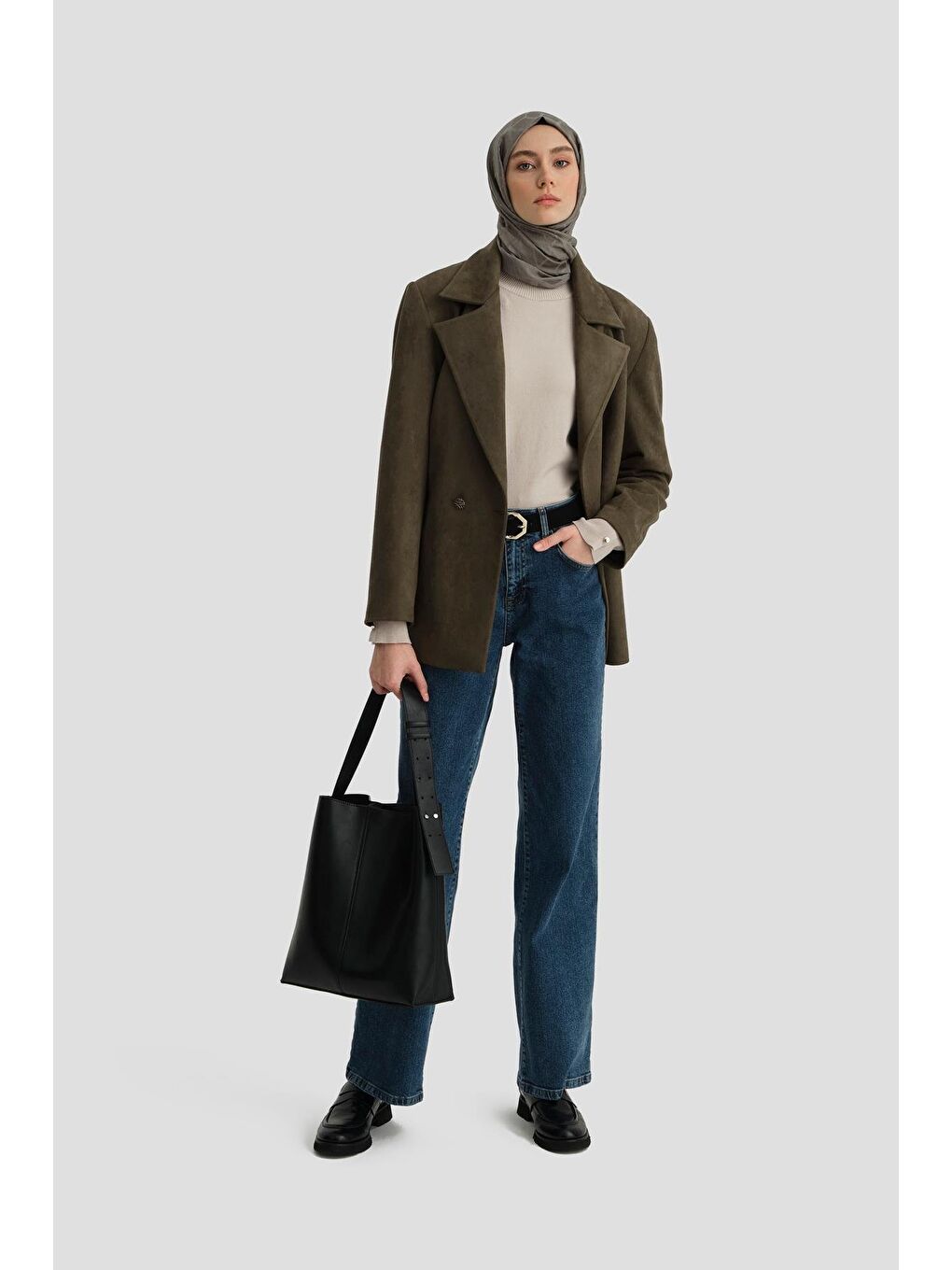 Süet Blazer Ceket 24K5710 Haki-1