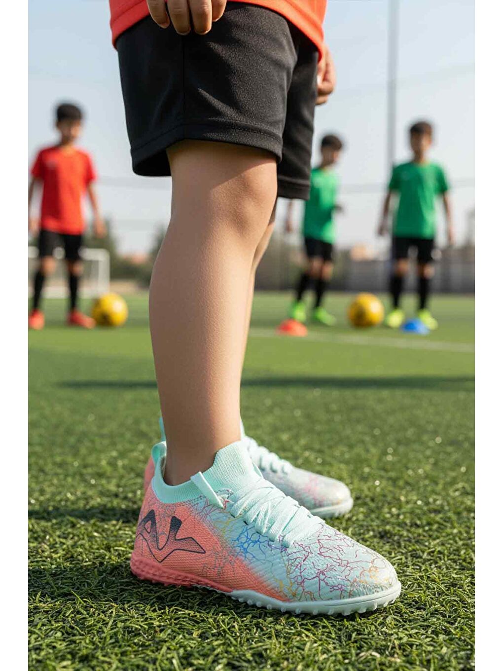 Turkuaz Mint Bilekten Çoraplı Erkek Çocuk Halı Saha Ayakkabısı FH-252-153 F-2