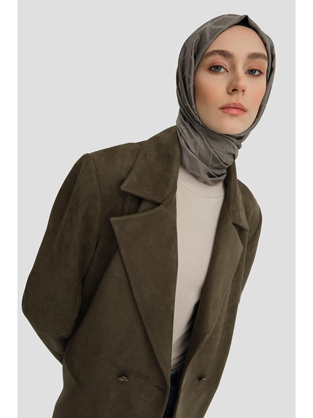 Süet Blazer Ceket 24K5710 Haki-2