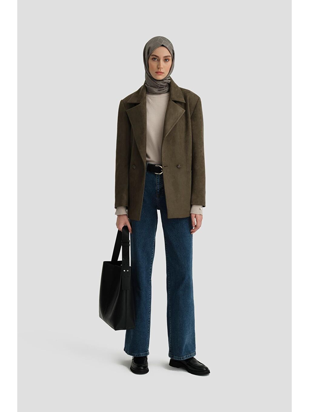 Süet Blazer Ceket 24K5710 Haki-3