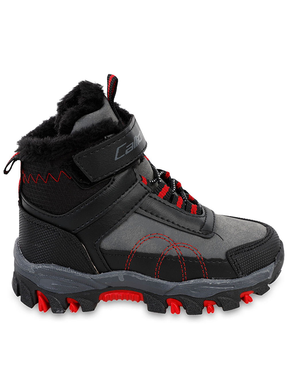 Gri Erkek Çocuk Bot 31-35 Numara Füme-Kırmızı