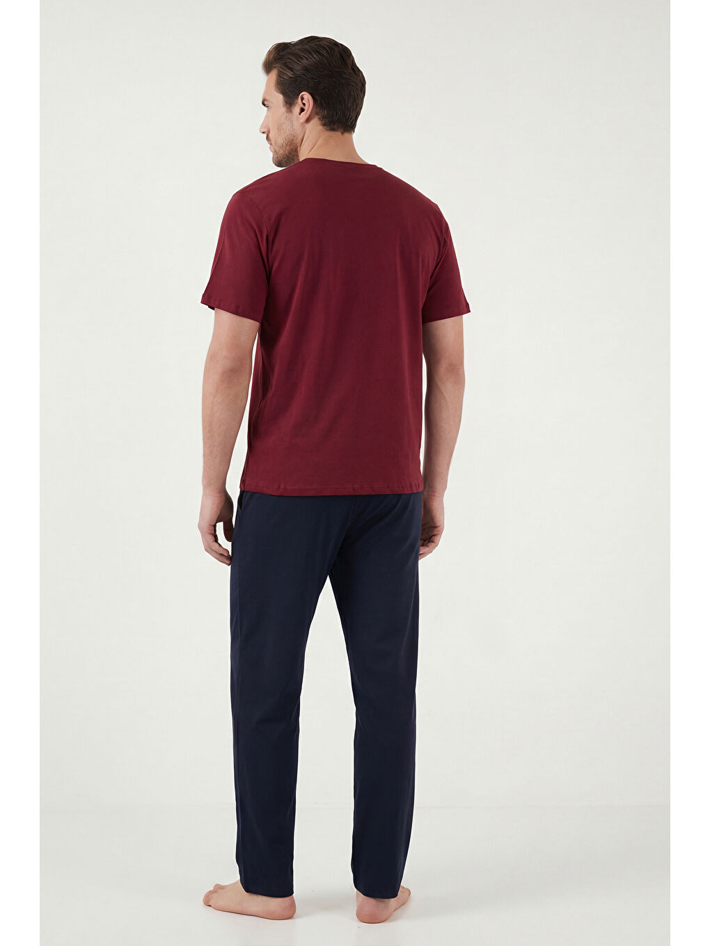 Bordo Pamuklu Regular Fit Baskılı Pijama Takımı 6096160-6