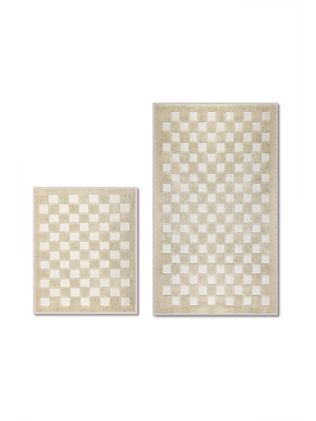Puantiye Doğal Pamuklu 2'li Banyo Paspas Seti 60x100+50x60 Cm - Bej