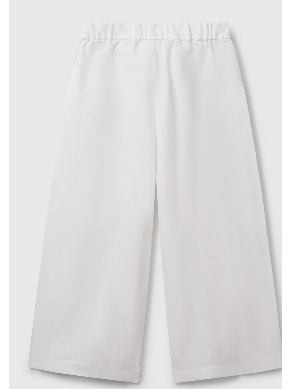 Karışık Kız Çocuk Keten Karışımlı Beli Dikişli Kuşaklı Geniş Paça Pantolon-1