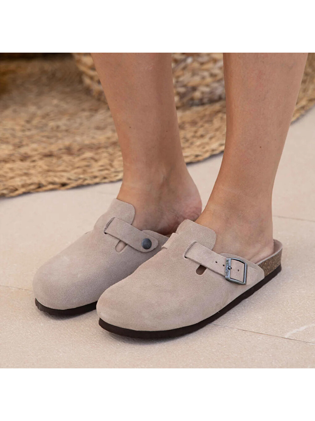 Bej Kadın Sabo Terlik G105495 Rıva Velour Taupe-3
