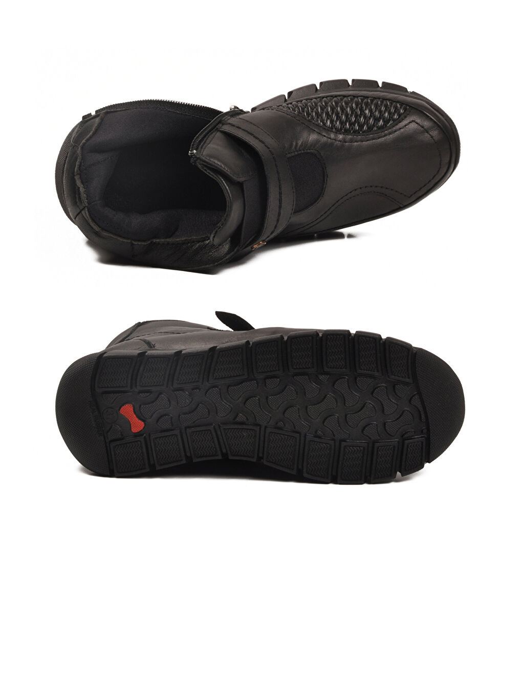 Siyah Hakiki Deri İçi Polarlı Cırtlı Fermuarlı Kaymaz Kadın Bot 3609 Z-4