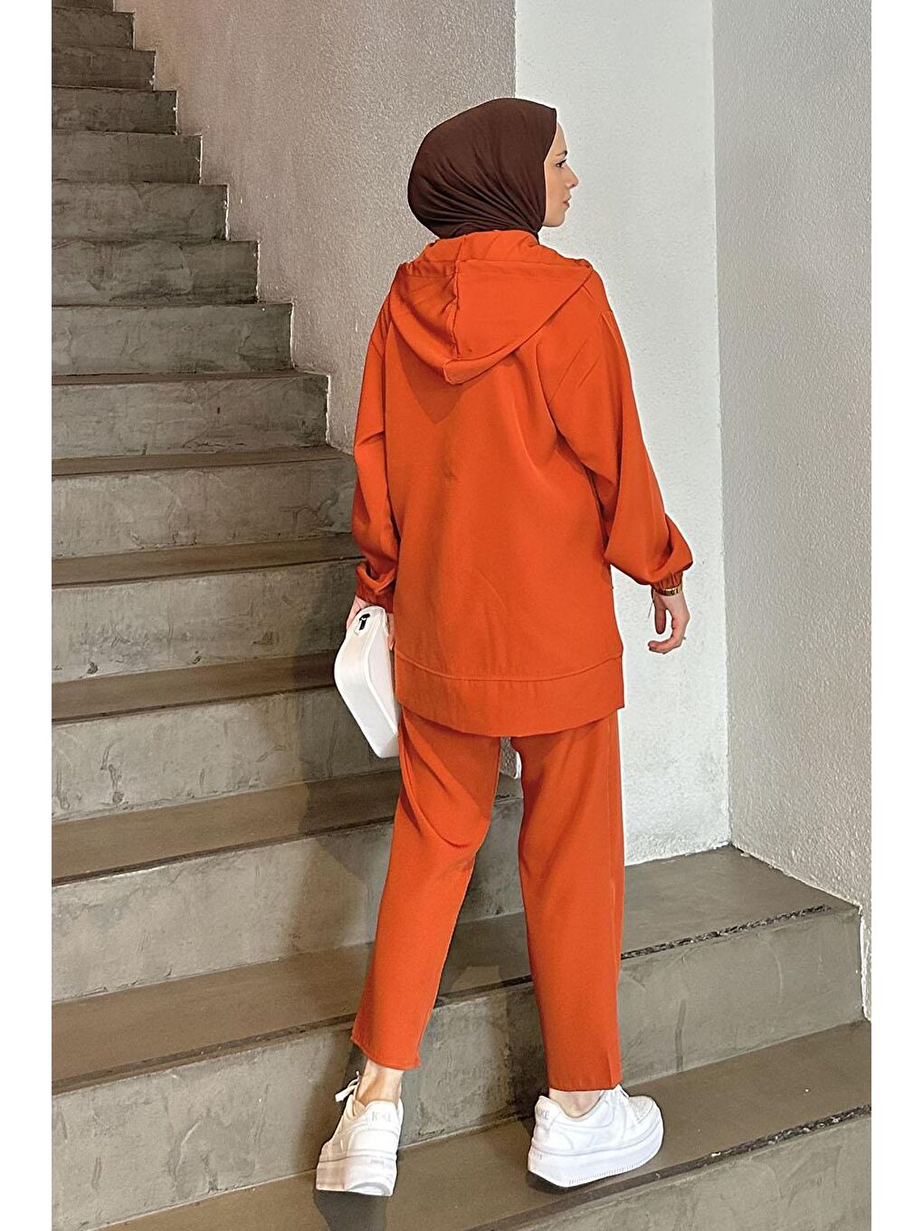 Kahverengi Bonita Fermuarlı Scuba Takım Kiremit-3