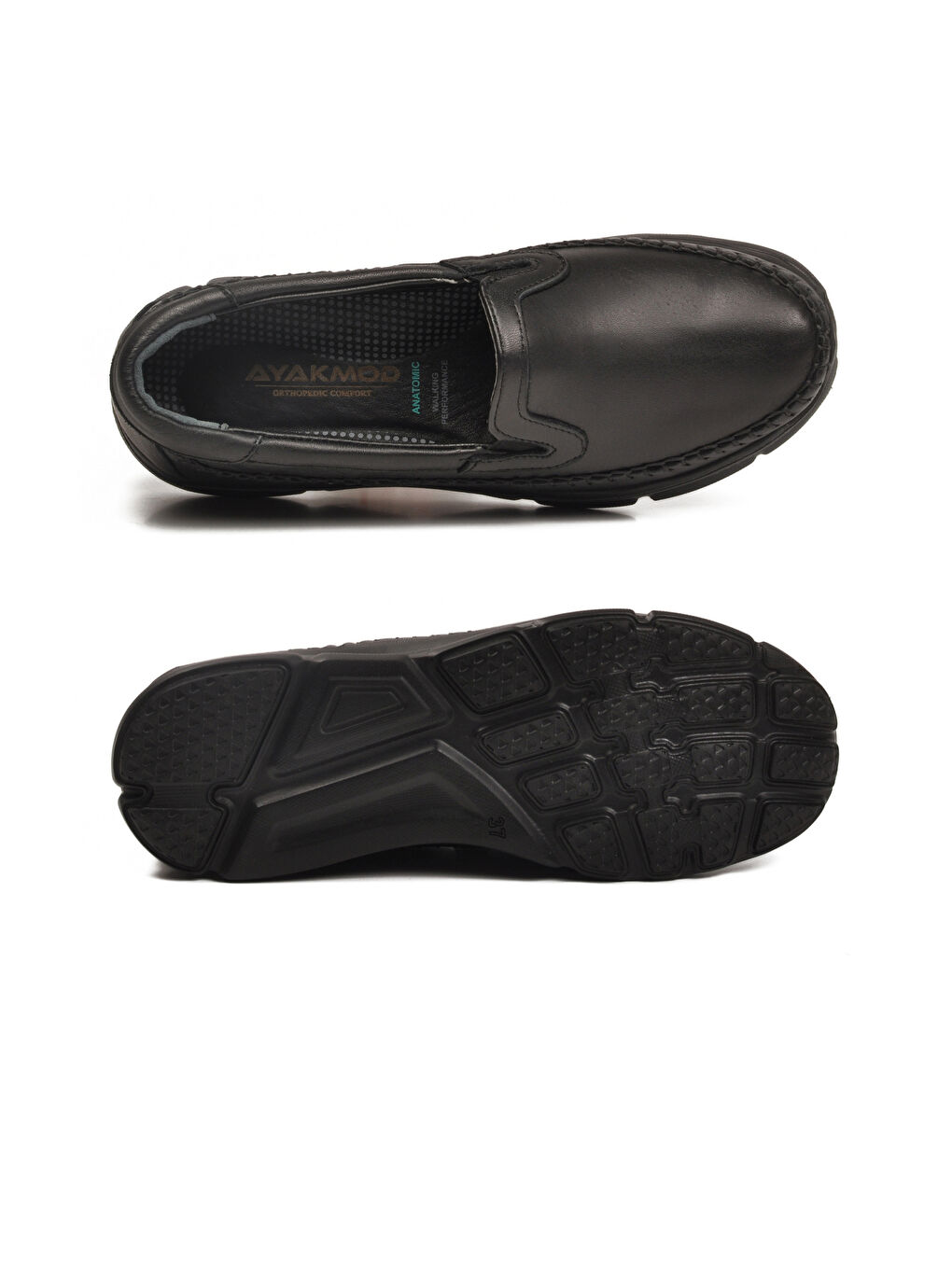 Siyah Hakiki Deri Ortopedik Kadın Casual Ayakkabı 602 Z-4