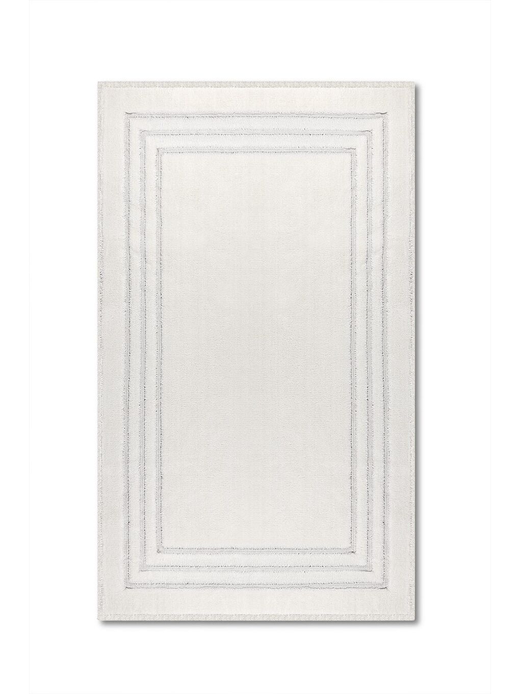 Lxc Çerçeveli Doğal Pamuku 2'li Banyo Paspas & Halı Seti 60X100+50X60 Beyaz-1