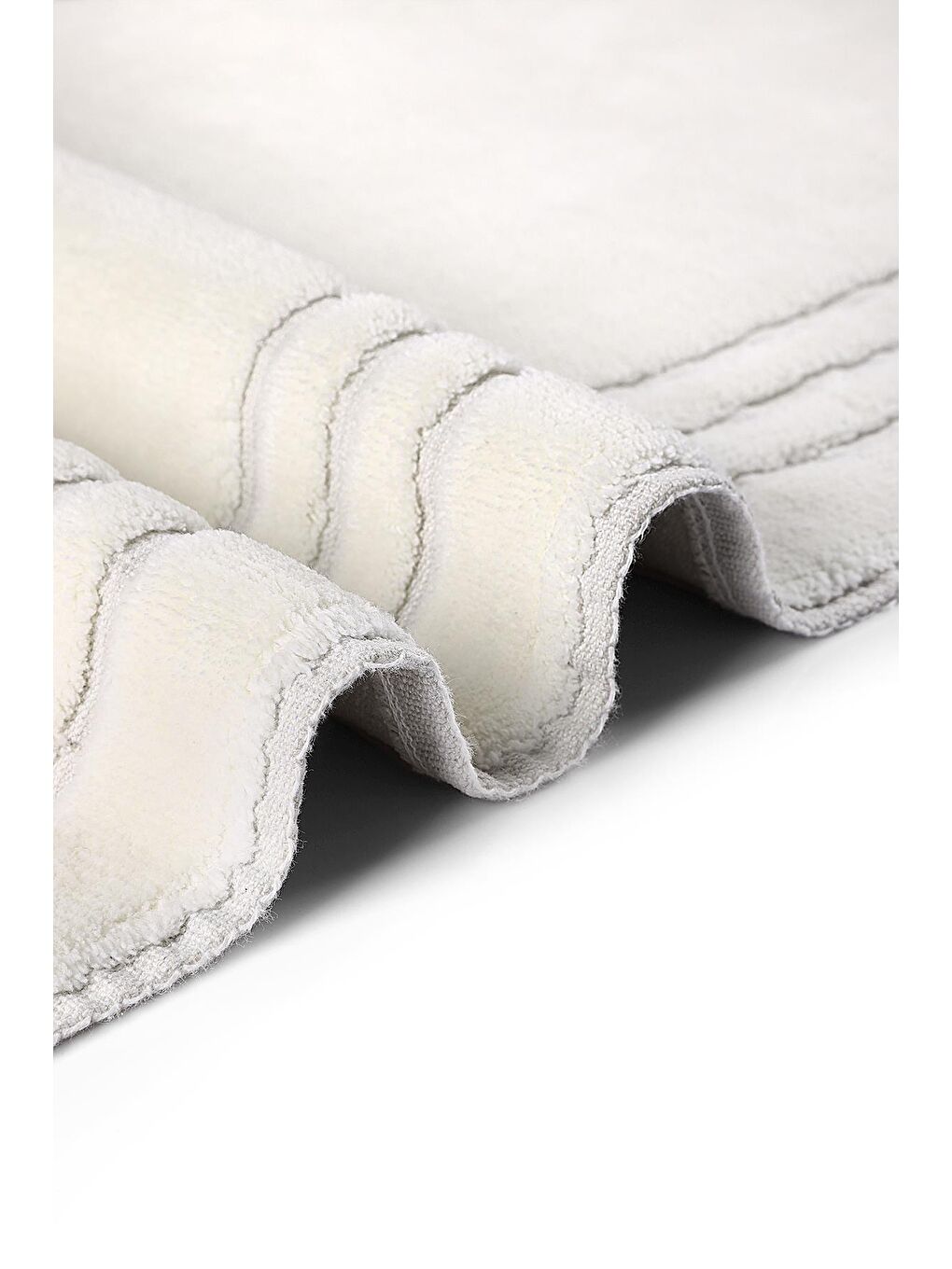 Lxc Çerçeveli Doğal Pamuku 2'li Banyo Paspas & Halı Seti 60X100+50X60 Beyaz-3