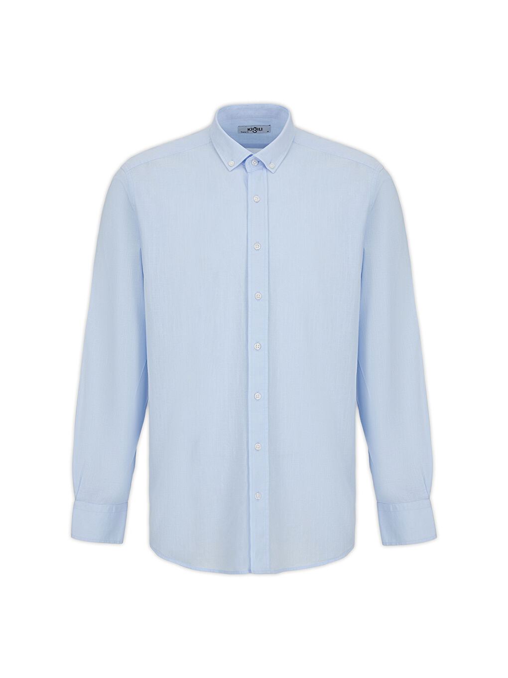 Mavi Uzun Kol Regular Fit Düğmeli Yaka Spor Pamuk Nefes Alabilen Keten Görünümlü Gömlek-3