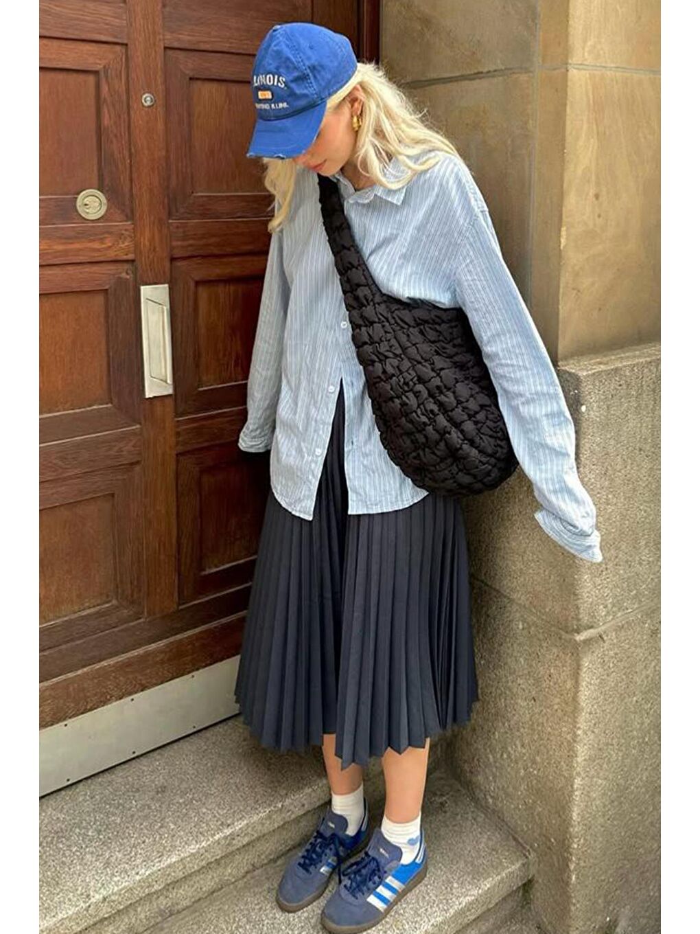 Lacivert Pileli Kadın Etek Mg2318-3