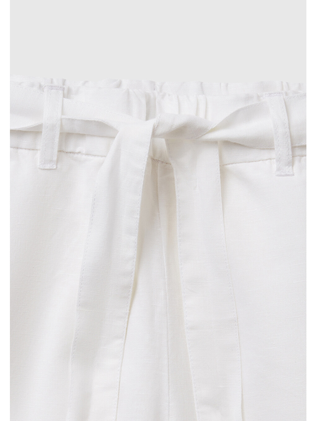 Karışık Kız Çocuk Keten Karışımlı Beli Dikişli Kuşaklı Geniş Paça Pantolon-2