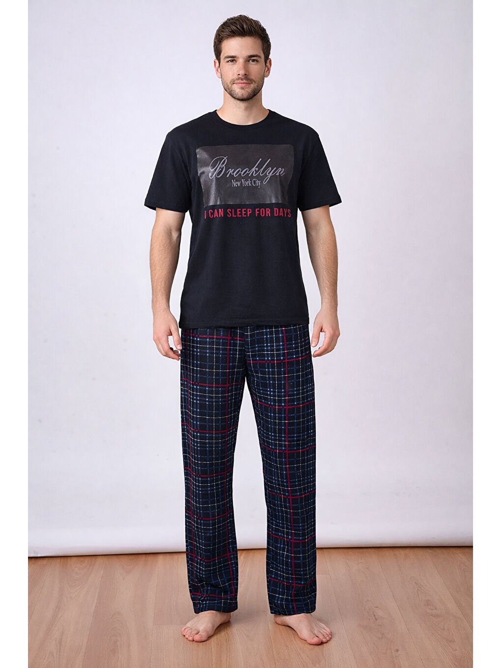 Siyah Erkek Pijama Takım %100 Pamuk-1