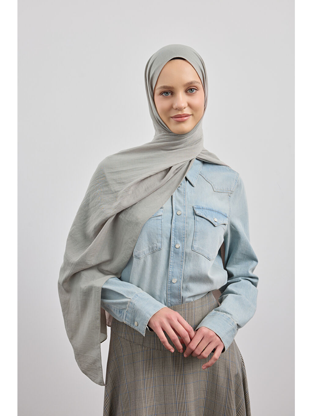 Organik Crash Şal Gri-2