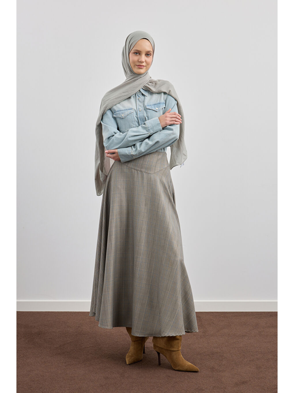 Organik Crash Şal Gri-3