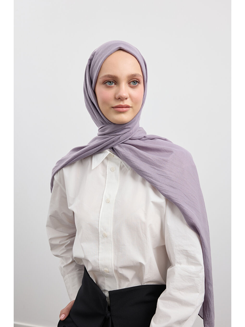 Lila Organik Crash Şal Lavanta-1