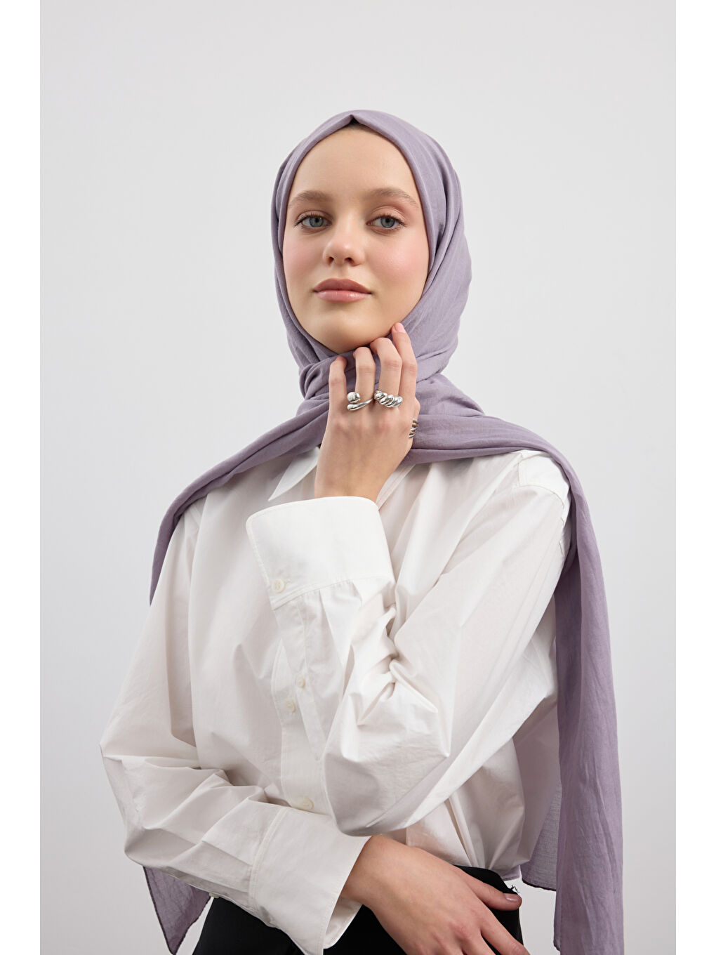 Lila Organik Crash Şal Lavanta-2