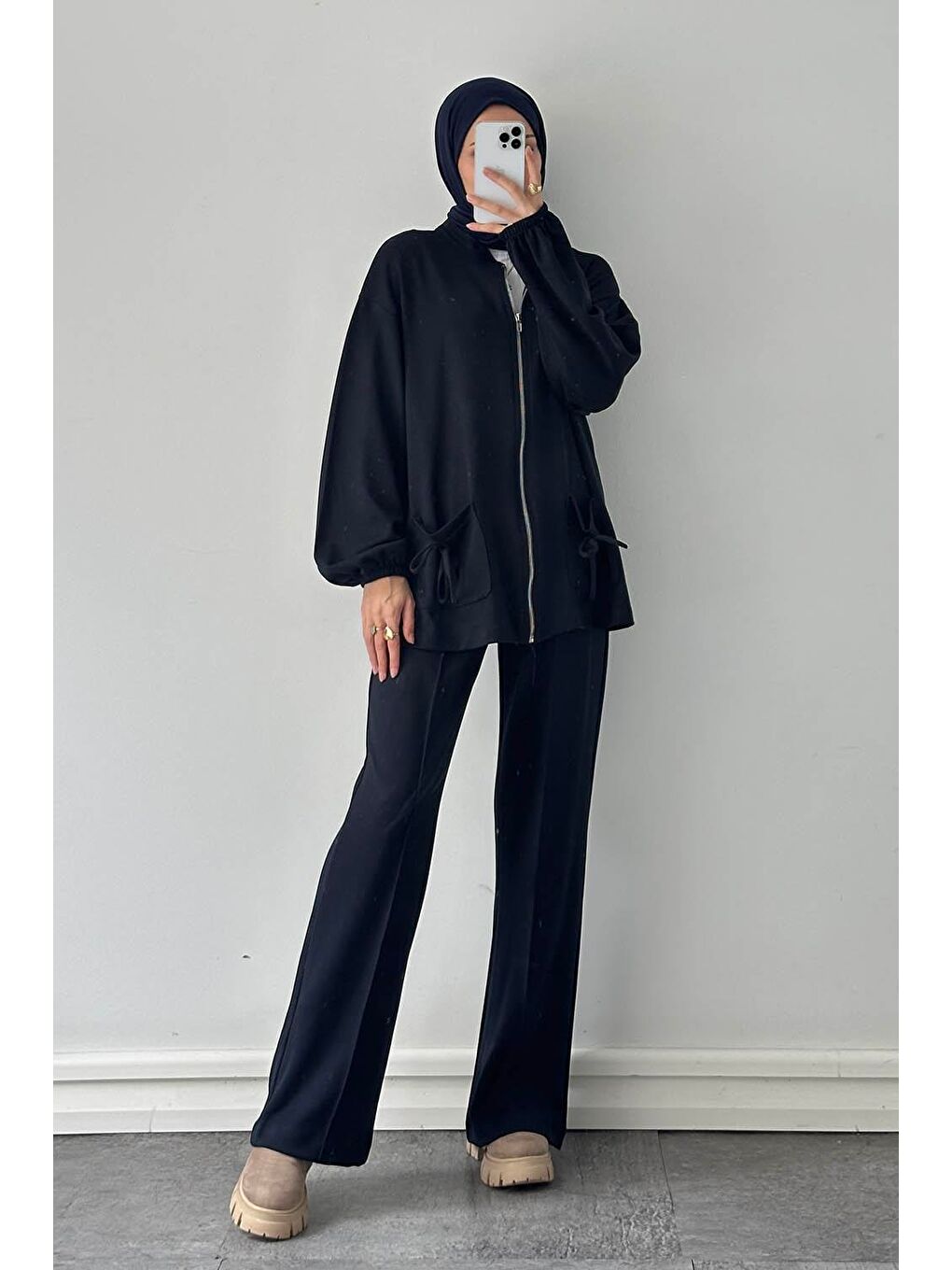 Biyeli Cepli İkili Takım Lacivert-0