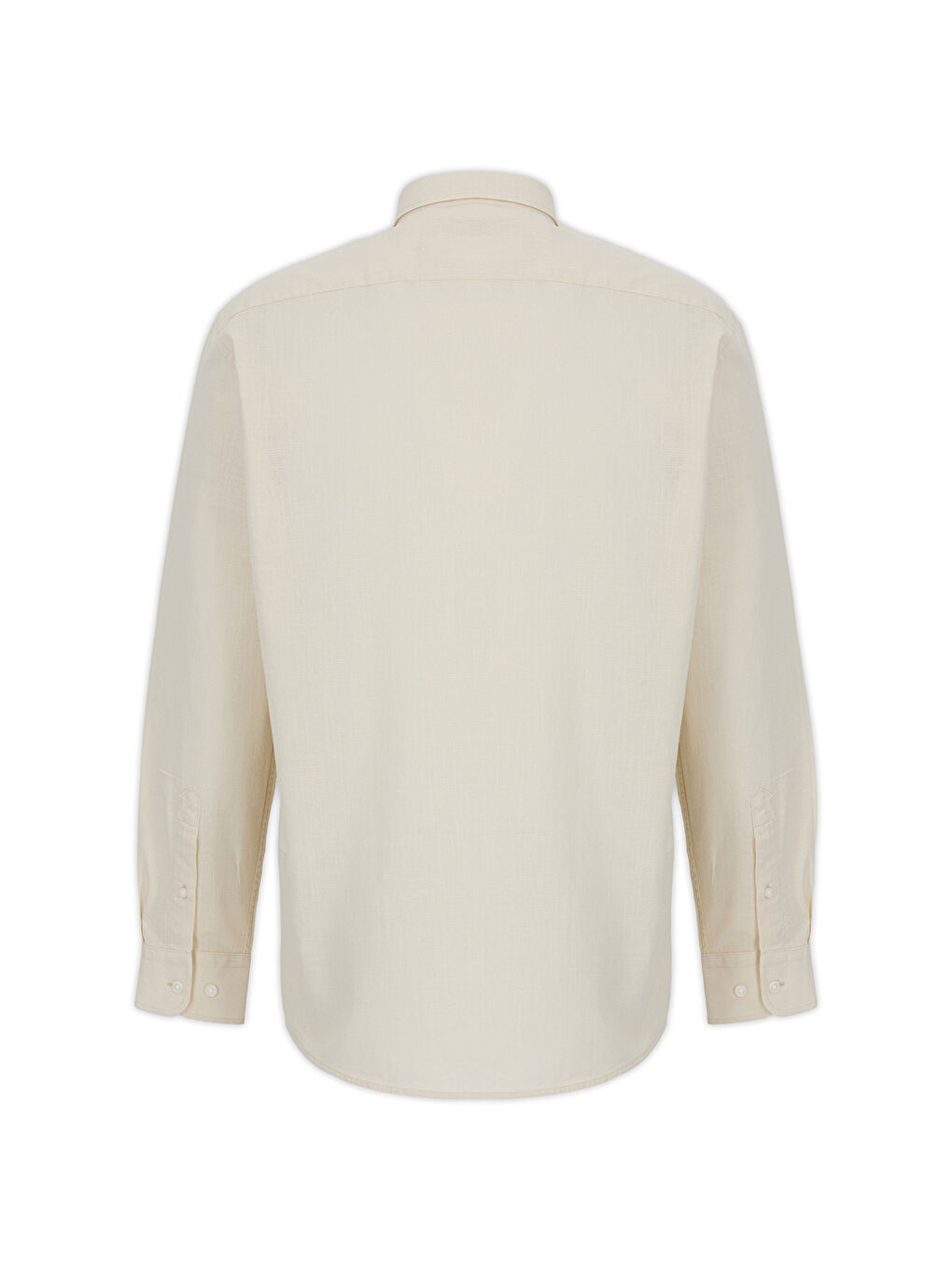 Bej Uzun Kol Regular Fit Düğmeli Yaka Spor Pamuk Nefes Alabilen Keten Görünümlü Gömlek-6