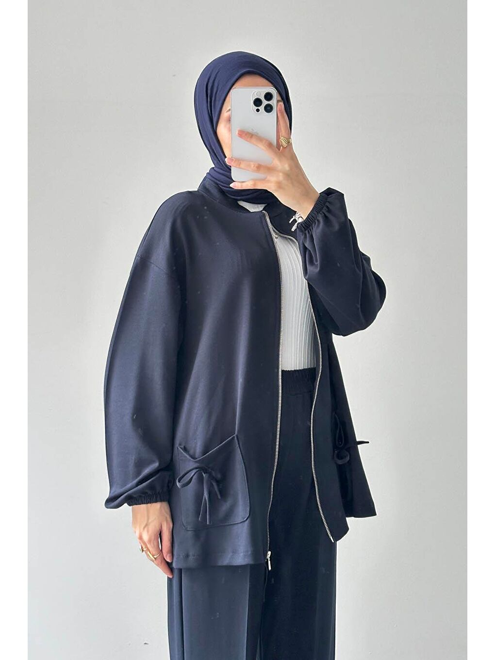 Biyeli Cepli İkili Takım Lacivert-2