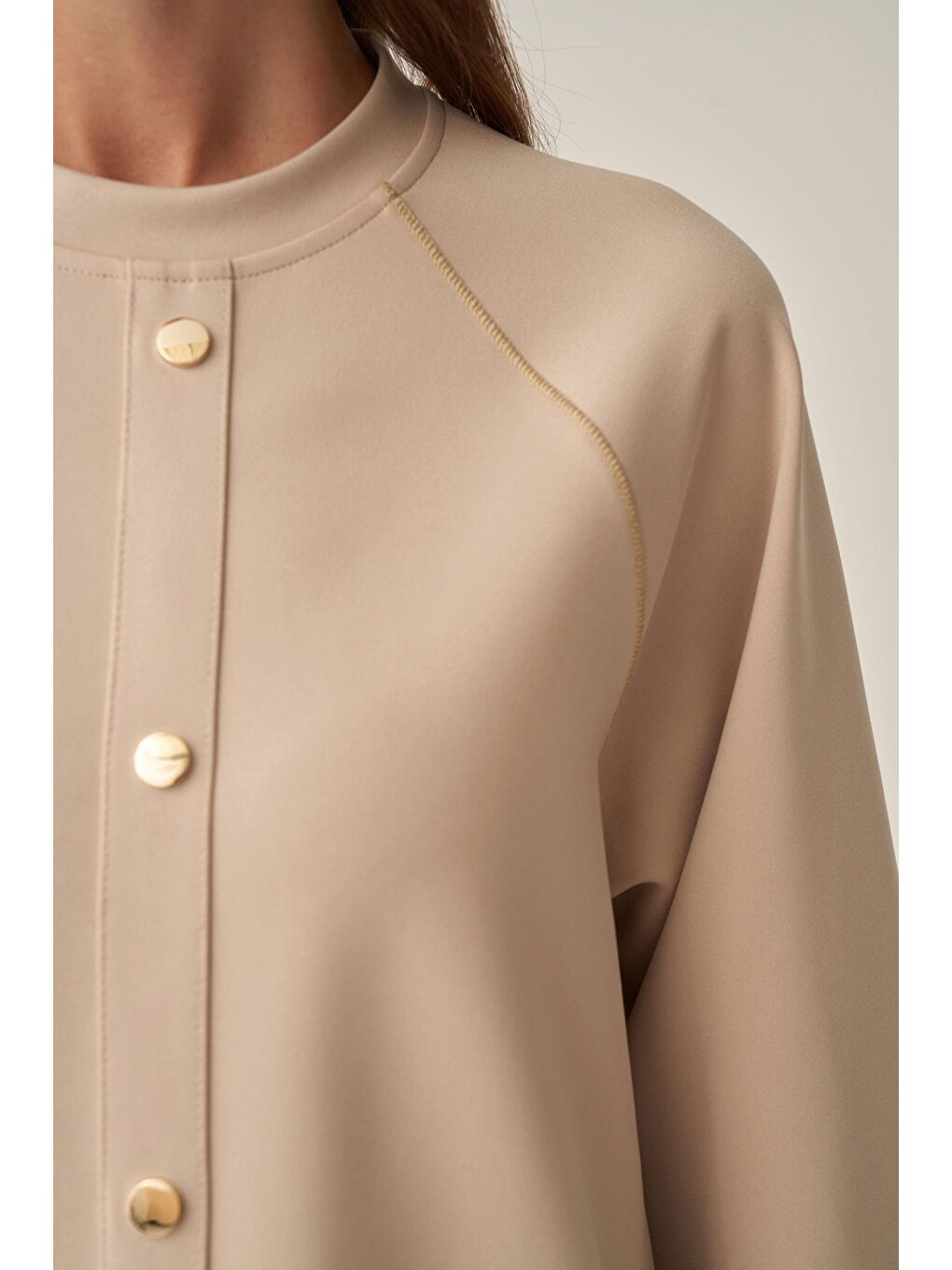 Bej-Gold Çıtçıtlı Pantolonlu Takım-4