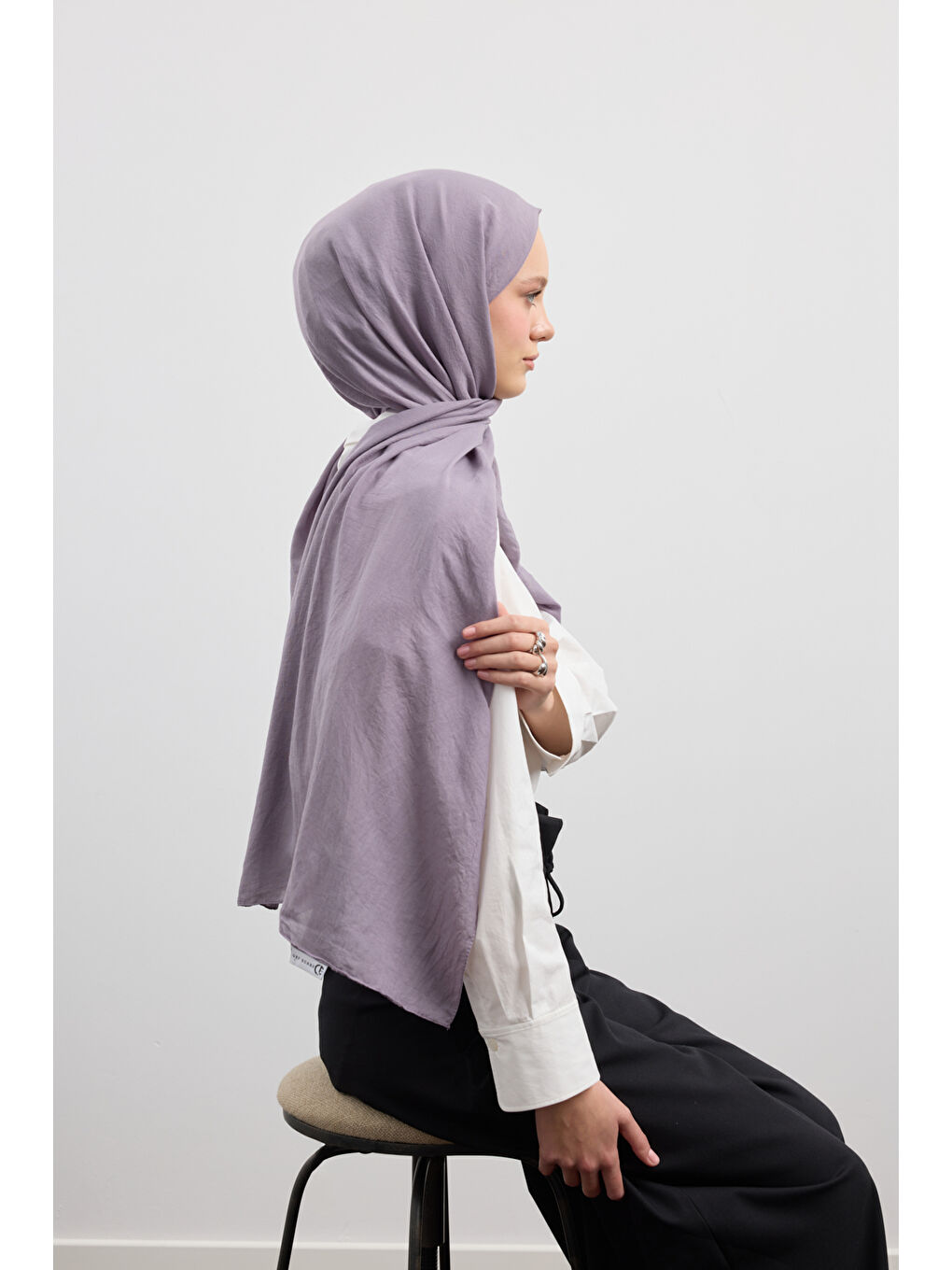 Lila Organik Crash Şal Lavanta-4