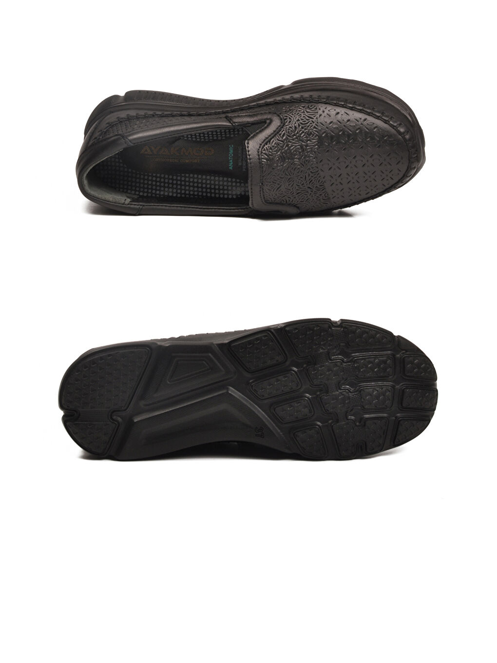 Siyah Hakiki Deri Ortopedik Kadın Casual Ayakkabı 608 Z-4