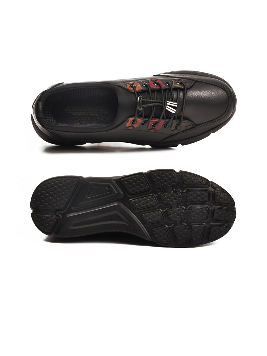 Siyah Hakiki Deri Ortopedik Kadın Casual Ayakkabı 660 Z-4