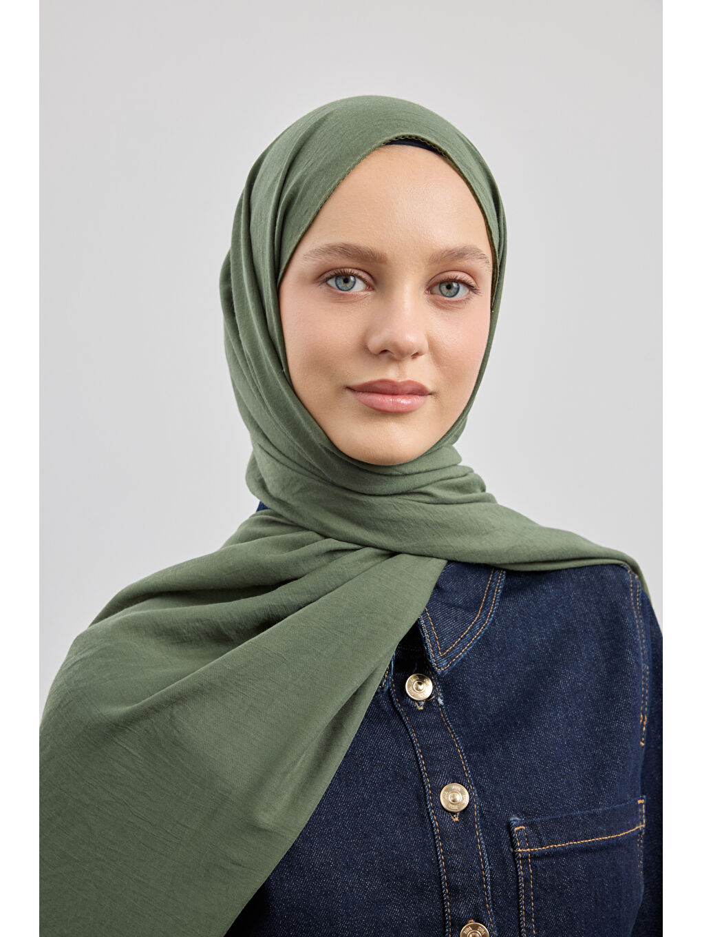 Organik Crash Şal Orman Yeşili-1