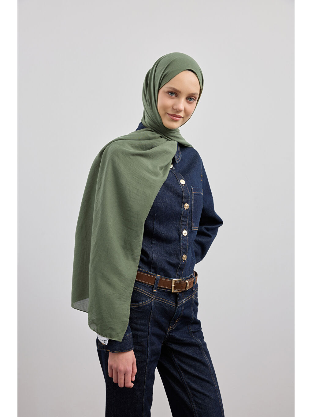 Organik Crash Şal Orman Yeşili-2