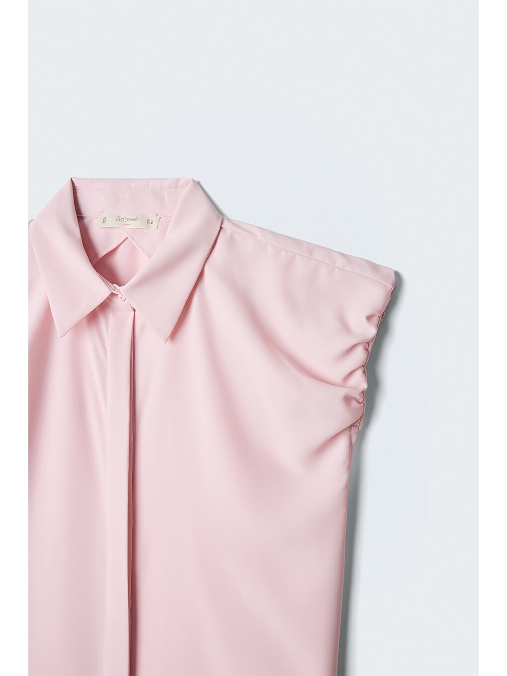 Kol Detaylı Gömlek - Pembe-4