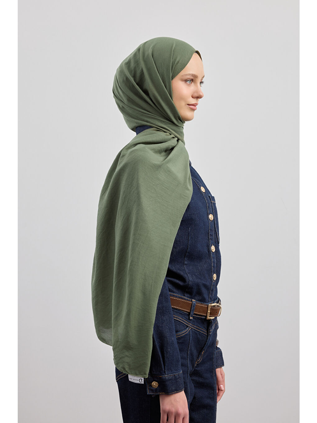 Organik Crash Şal Orman Yeşili-4