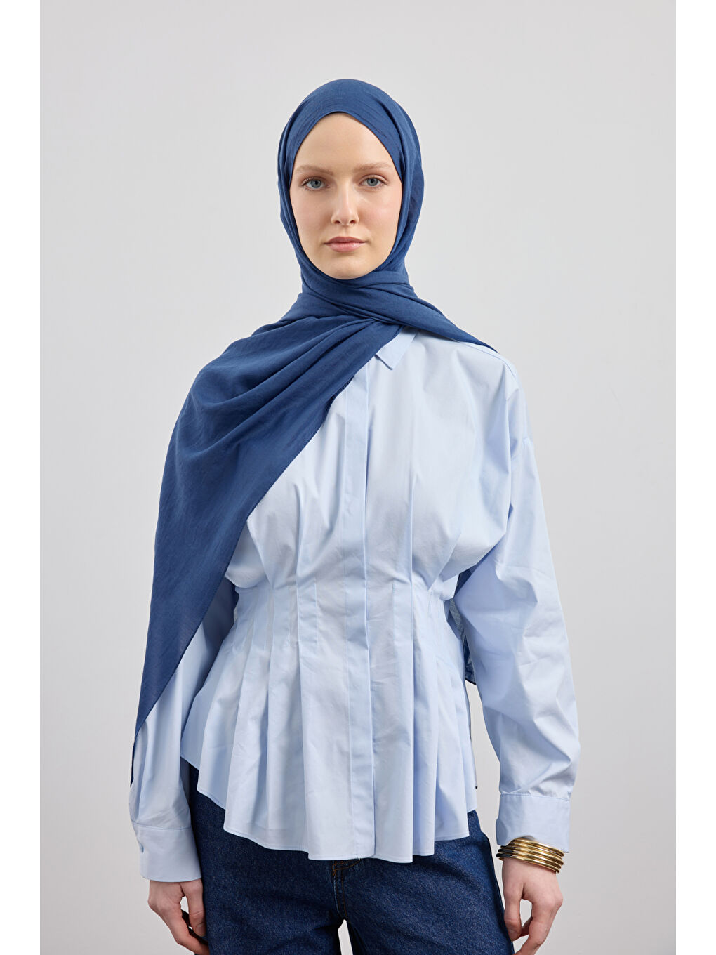 Organik Crash Şal İndigo