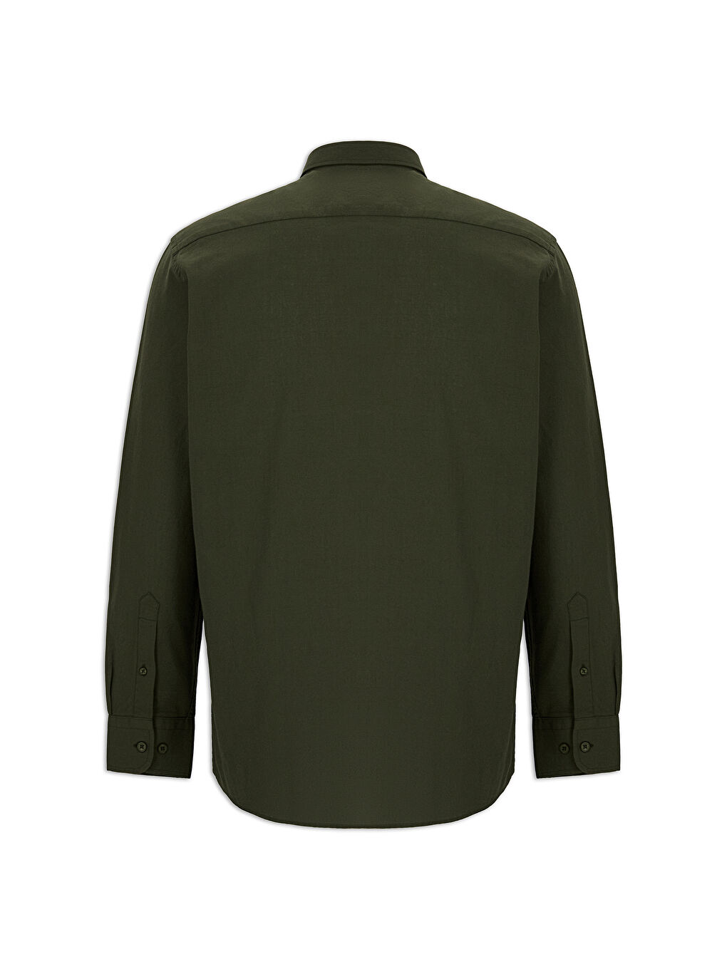 Haki Uzun Kol Regular Fit Düğmeli Yaka Spor Pamuk Nefes Alabilen Keten Görünümlü Gömlek-6