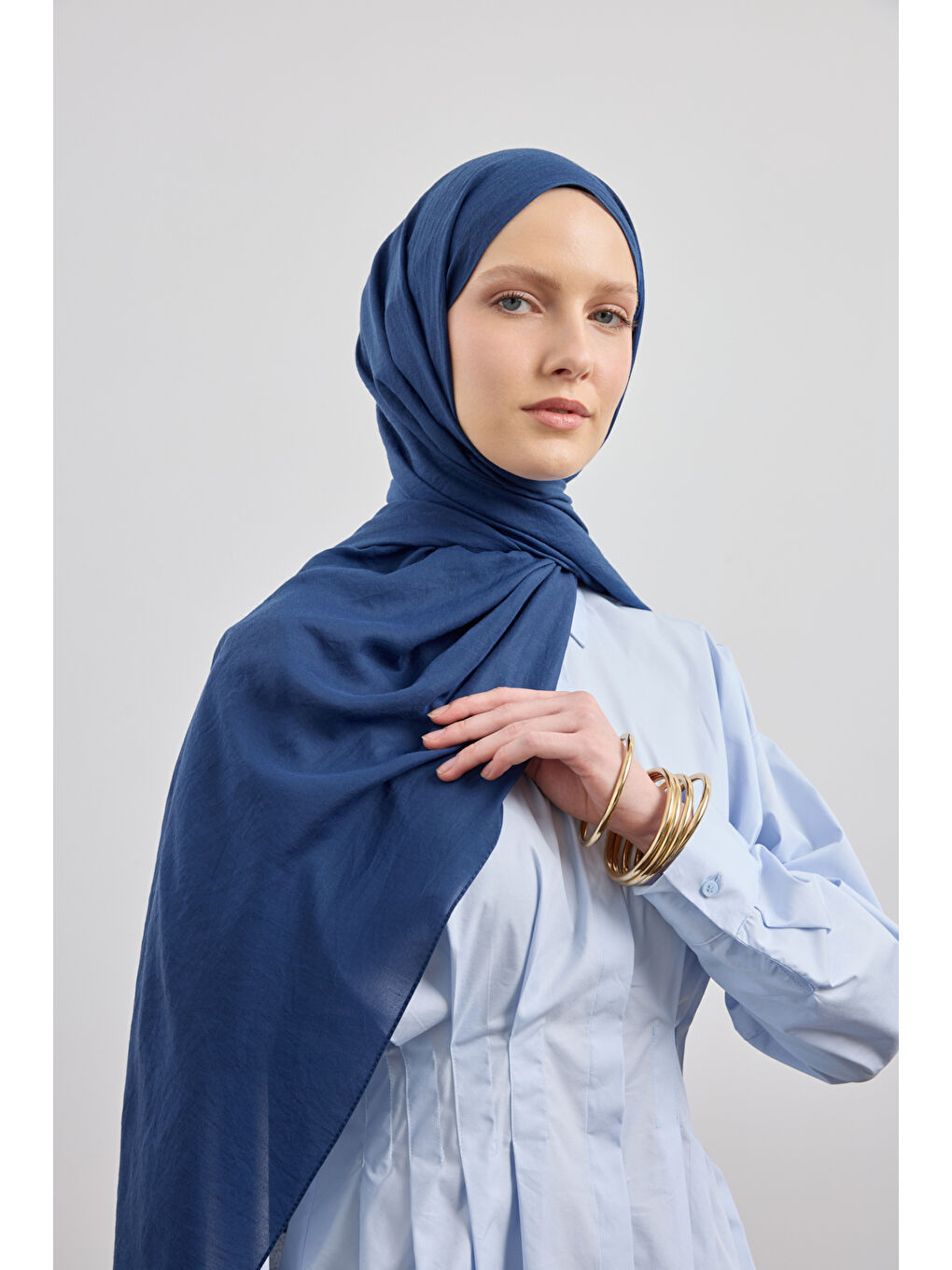 Organik Crash Şal İndigo-1