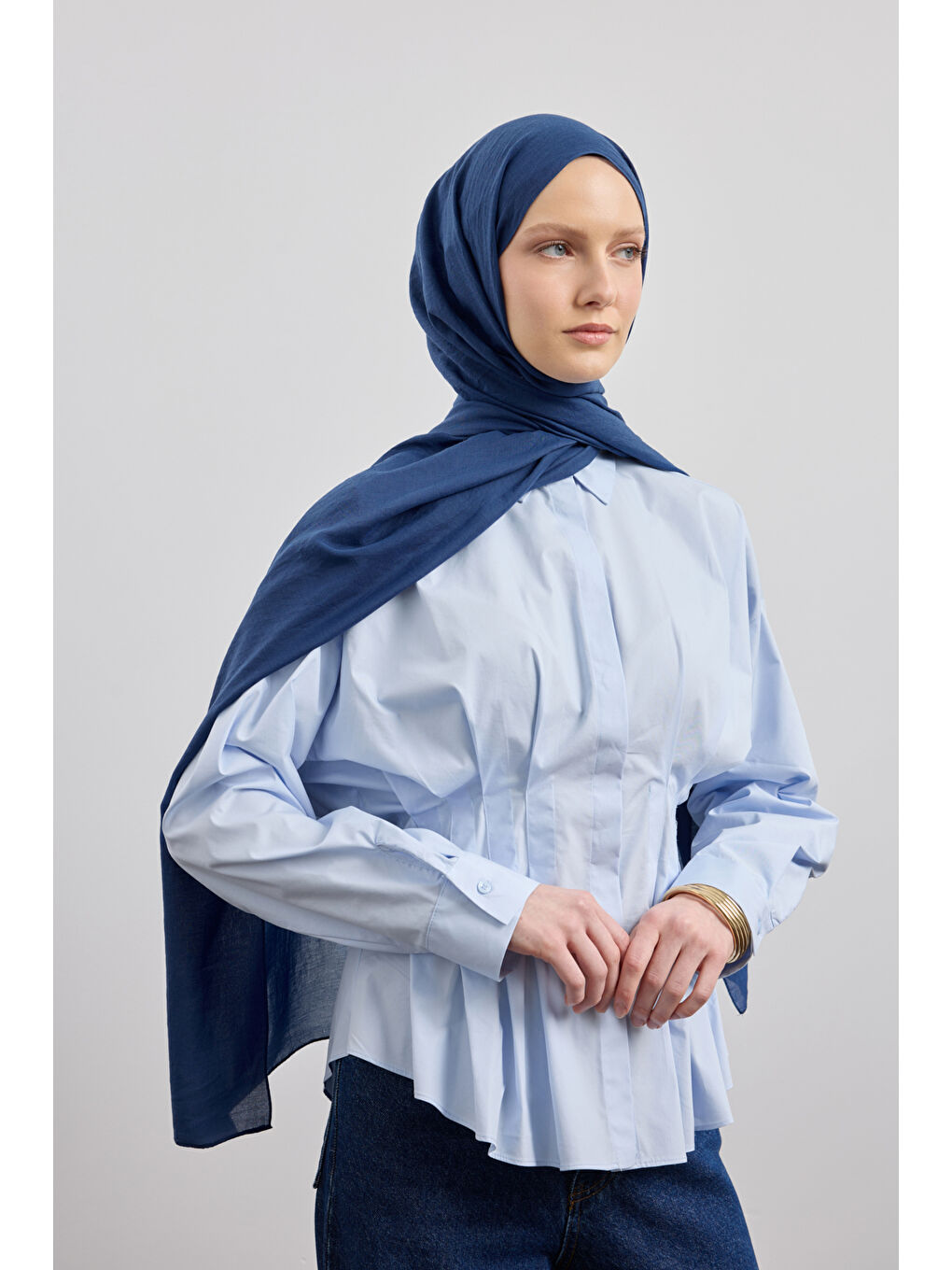 Organik Crash Şal İndigo-2