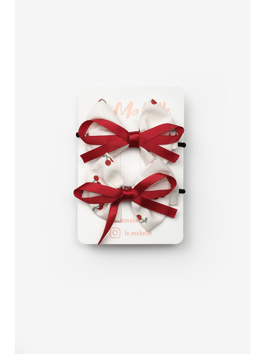 Kırmızı Kiraz Desenli Kurdele Detaylı Kız Çocuk Lastik Toka-1